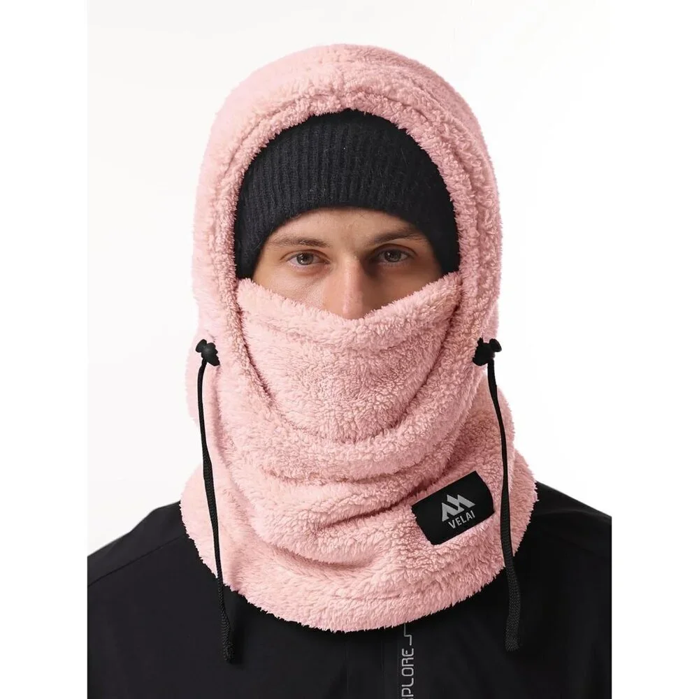Women's Pink Winter Face Masks Windproof Scarf Cold Weather Hat Neck Warmer